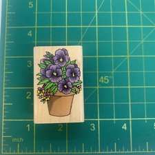 1995 Hero Arts C663 Pansies Wood Mounted Rubber Stamp
