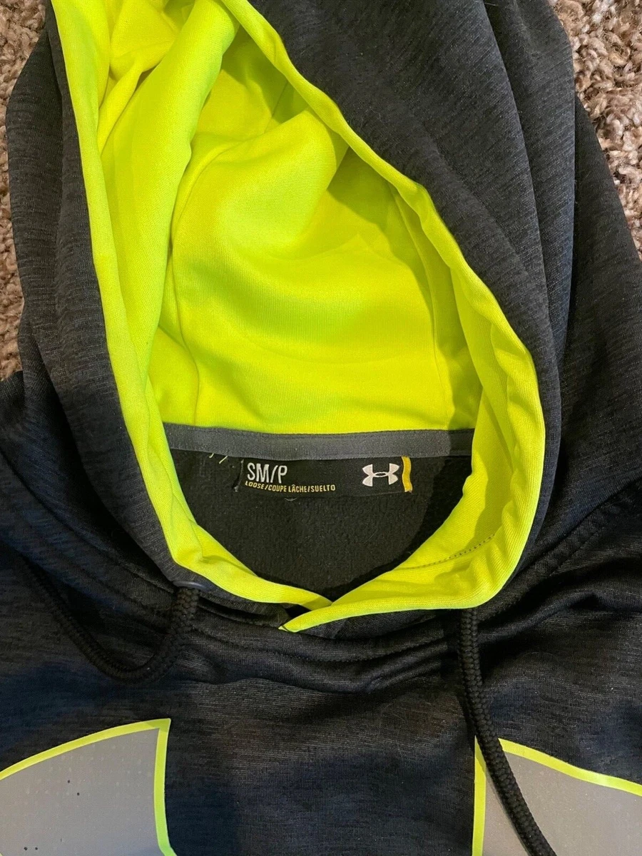 Under Armour Hoodie Mens Small BIG LOGO Sweatshirt Gray Black