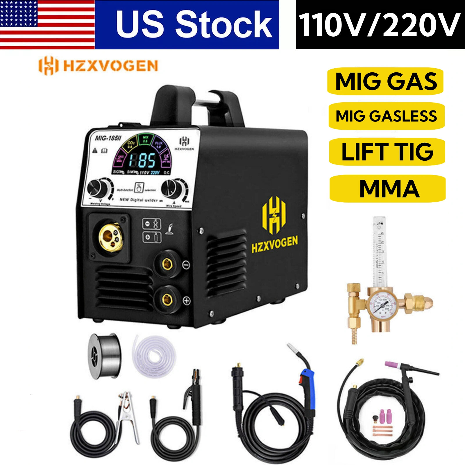 Mma Arc Tig Welding Machine Set 200a W/ Tig Torch&gas Regulator