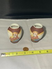 Vintage Occupied Japan Mini Vases Painted old man 2.5” tall