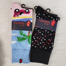 NUEVO Gallo Hombres Crew Vestido Calcetines Lunares Tropical Divertido Novedad Talla 10-13