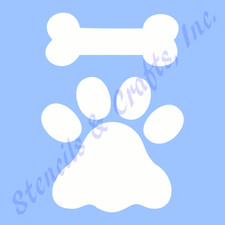 PAW PRINT STENCIL BONE STENCILS CRAFT SCRAPBOOK TEMPLATE NEW PAINT ART 6" X 5"
