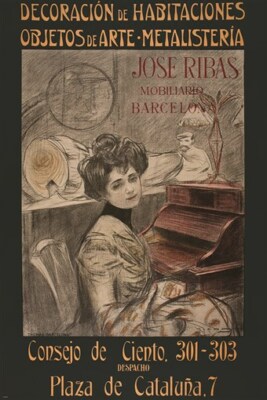 RAMON CASAS jose ribas VINTAGE AD POSTER mobiliario barcelona 20x30 NEW