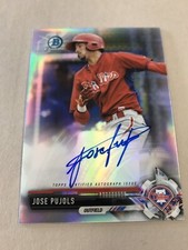 JOSE PUJOLS 2017 Bowman Chrome REFRACTOR AUTOGRAPH #/499 On Card AUTO Phillies