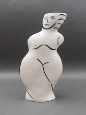 Donna Polseno Signed Studio Pottery Large Abstract Female Woman Figure Vase 16"