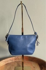 Vintage Coach Mini Duffle Legacy Bag | Blue-Grey Leather Convertible Strap | Y2K