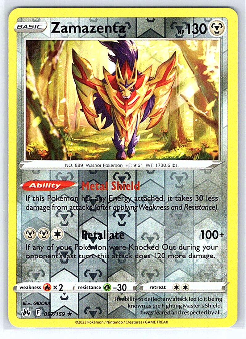 Zamazenta [Reverse Holo] 09/159 Crown Zenith NM or LP Pokemon Card