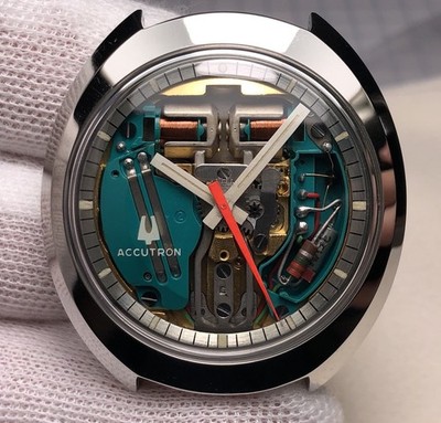 RESTORED 1974 Bulova Accutron Spaceview UFO #3353 Tuning Fork 214 Men's Watch