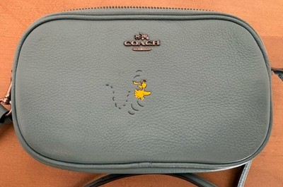 Coach X Peanuts Woodstock Crossbody Pouch Bag Premium Blue Pebble