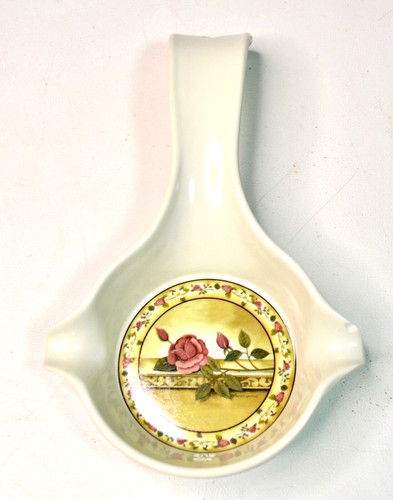 Vtg Range Kleen Rose 1/4 Cup Spoon Rest Plastic Melamine Farmhouse Cottagecore