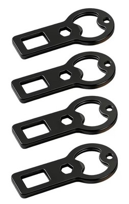 Lot of 4 Beer Bottle Opener 2 in 1 Seat Belt C-lip for Car, Black, Key chain