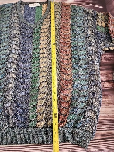 Vintage St Croix Shop Sweater XXL 2XL Grandpa 3D Knit Cosby Biggie Smalls Stripe - Picture 6 of 8