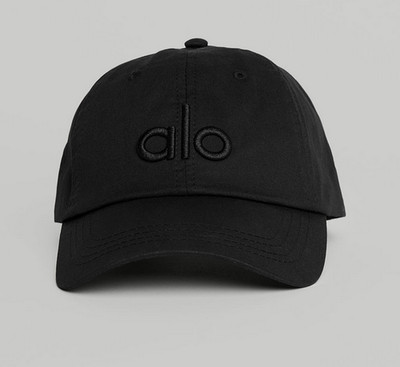ALO black hat embroidered off-Duty black canvas women's baseball cap