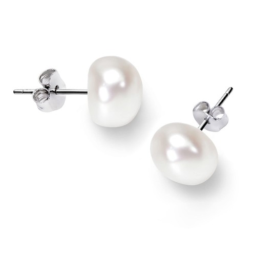 Aretes de perlas reales de agua dulce de plata esterlina para mujer 6-7 mm