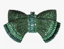 Luxury 3D Bowknot Rhinestone Purse Bow Crystal Clutch Sparkly Evening Bag Green