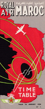 1958 - Royal Air Maroc Timetable - No.1 Edition - Constellation Aircraft Service