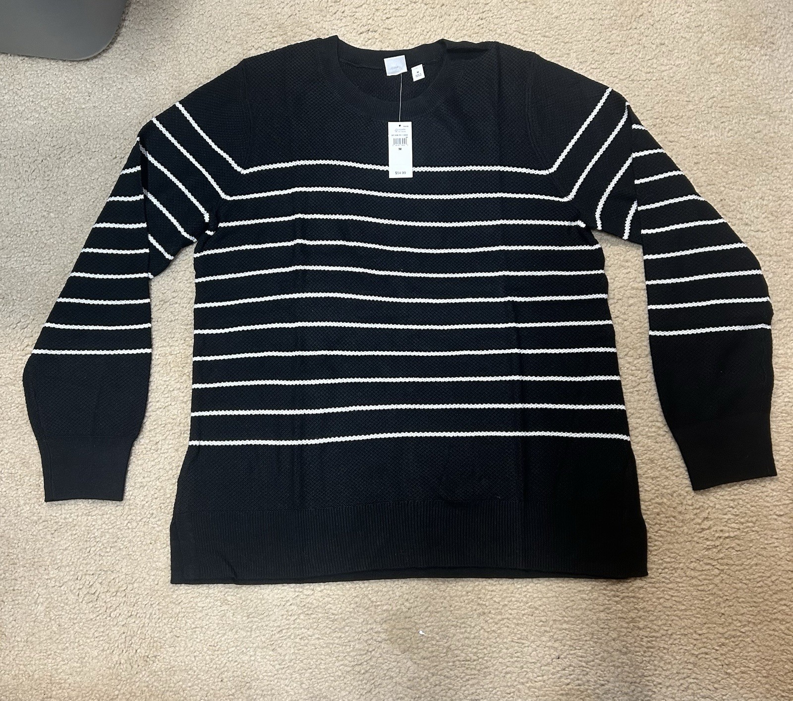 NWT Gap Women’s Size M  Black And White Striped Pullover Sweater