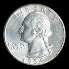 1964 Washington Silver Quarter, BU