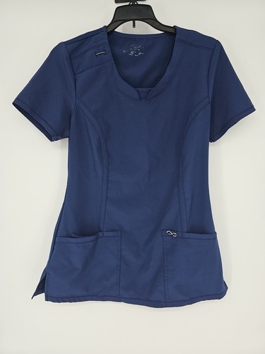 Cherokee Infinity Women's Scrub Top XS Round Neck Navy - Picture 1 of 4