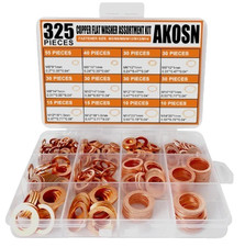 325PCS Copper Crush Washer Kit Assorted M5 M14 Gaskets for Oil Drain Repair