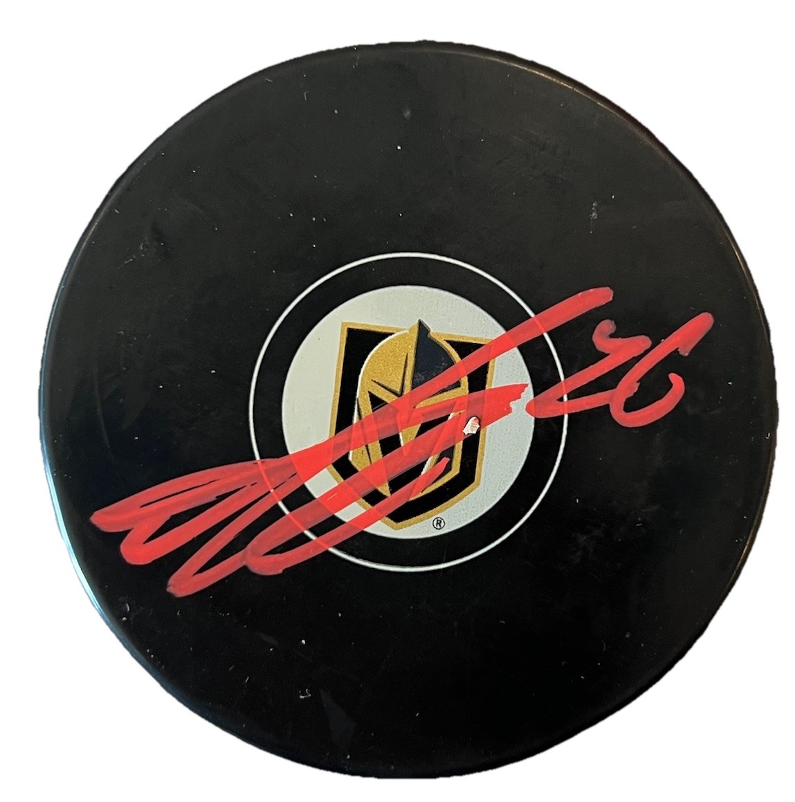 Alexander Holtz Signed Autographed Vegas Golden Knights Logo Puck Rookie