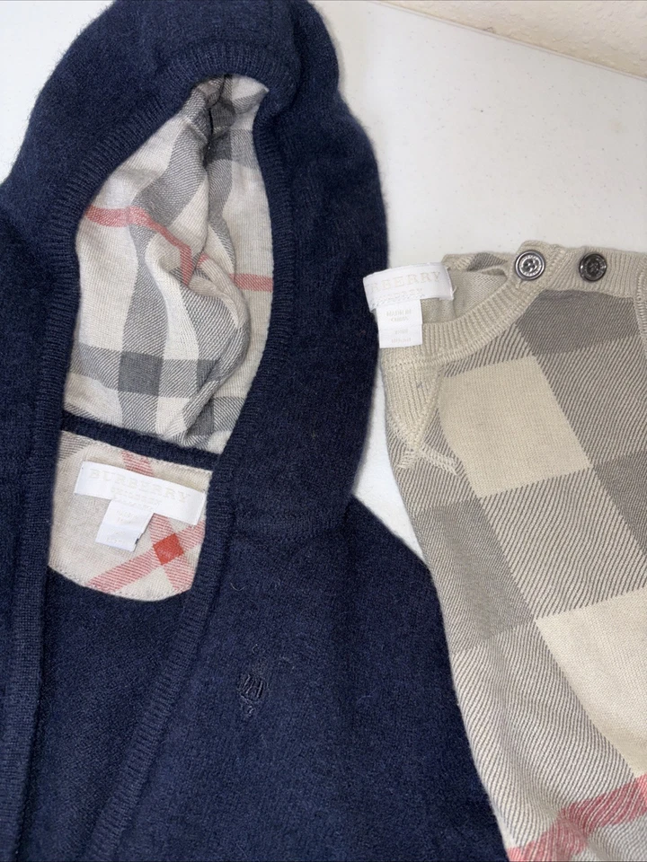 Conjunto de suéter BURBERRY 2 peças CASHMERE para crianças tamanho 12 meses - Imagem 3 de 4