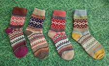 4 pairs Multicolor Nordic Knit Wool Socks, Womans Size 9 - 11