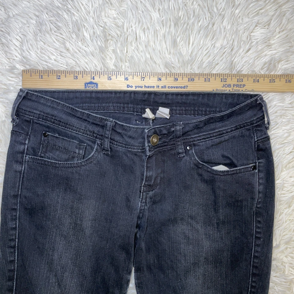 Pantalones de mezclilla ajustados MNG By Mango para mujer talla 4 negros tiro bajo elásticos 28x30 Foto 3 de 4