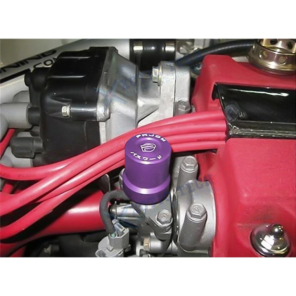 Accesorios de tapa de válvula solenoide elevador de espacio de ventilación capó aleación JDM púrpura para Honda Foto 4 de 4