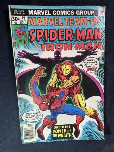 $1 VINTAGE COMICS MARVEL TEAM UP #49 COMIC BOOK SPIDER-MAN IRON MAN THE WRAITH