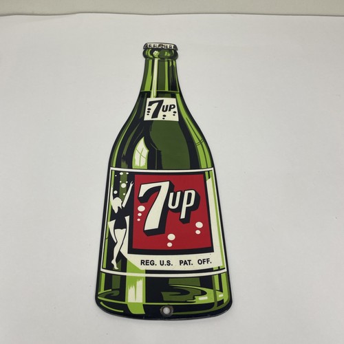 4x15 in 7UP BOTTLE PORCELAIN SIGN S/3/F