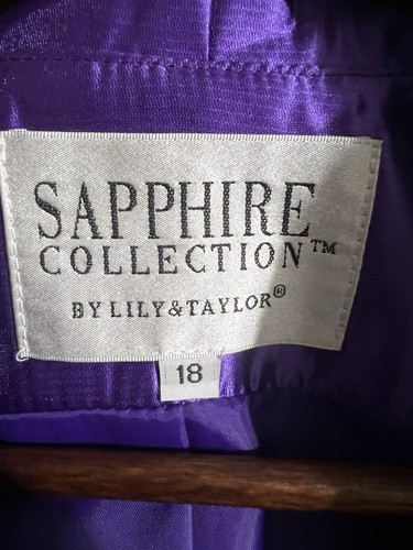 Lily & Taylor Brocade Skirt Suit 2 Piece Size 18 Set Purple With Rhinestones New - Picture 14 of 19