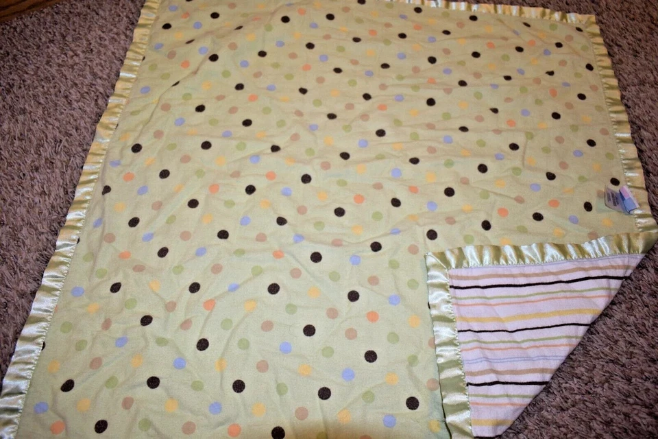 Manta cuna bebé 7T 30x30 recién nacida rayas lunares franela satinado Foto 4 de 4