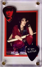 💥Very nice Rarer Joan Jett trading card/double official guitar pick display!💥