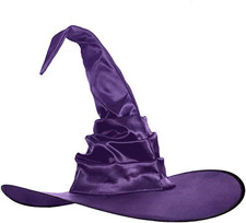Halloween Purple Large Ruched Witch Hat for Women Men Wizard Pointed Cap...