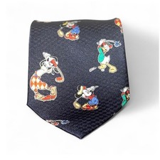 Disney Mickey Unlimited Mens Silk Tie Navy Blue Cartoon Characters Golf