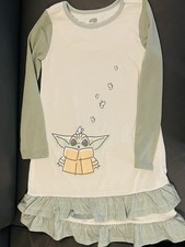Star Wars Baby Yoda Disney 5/6 Girls Nightgown With Ruffles EXCELLENT