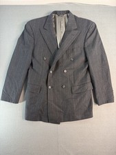 Vintage Polo University Club Blazer Mens 38 Gray Wool Double Breasted Jacket
