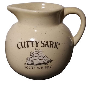 Vintage Cutty Sark Scots Whisky  16oz  Small Beige Jug Pitcher  4"