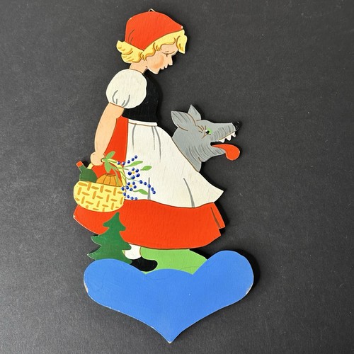 Vintage Mertens Kunst Little Red Riding Hood Wood Wall Decor Germany