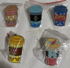 Disney COFFEE CUP only Pin  lot of 5 Pins