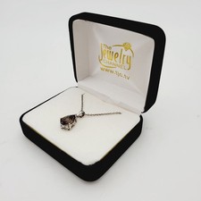 Vtg Sterling Silver Smoky Quartz (Pear 7.75 Ct) Pendant W/Chain Necklace