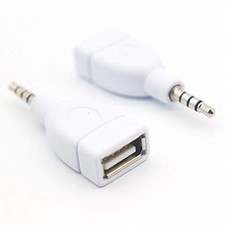 VizGiz 2 Pack 3.5 to USB Adapter 3.5mm Male Jack 2.0 Female Plug White