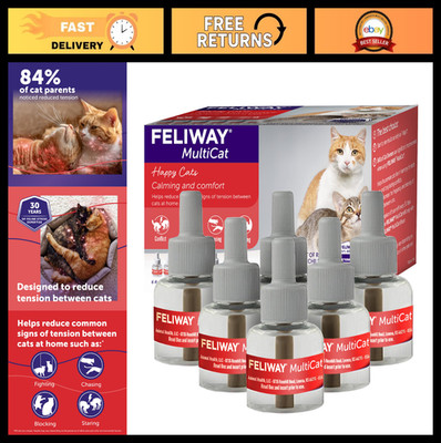 Cat Calming Pheromone Diffuser Refill - MultiCat 6 Pack for Stress Relief