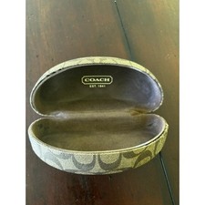 Coach Signature Eyeglass Case Brown Khaki Hard Shell Glasses Case