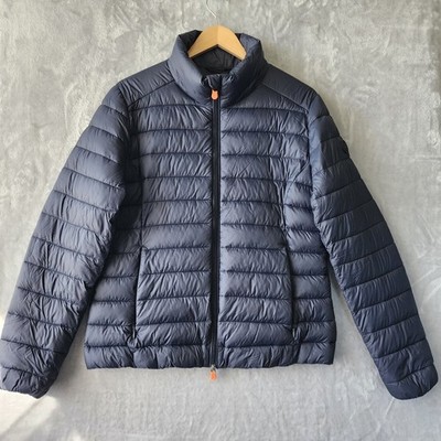 Save The Duck Puffer Jacket Mens XL Alexander Quilted Water Repellent Navy Blue