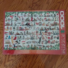 SEALED Eurographics Christmas Puzzle  HOLIDAY CATS  1000 Pc 19 1/4" x 26 5/8"