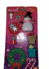 My Life As Holiday Christmas Play Set Snowman Gifts Wreath Snowglobe RARE New
