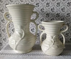 Vintage Shawnee Pottery USA Vases Dogwood Double Loop Handle