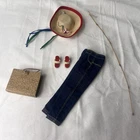 Vintage Mattel Barbie Picnic Set Hat Basket Fishing Pole Jeans Wedges